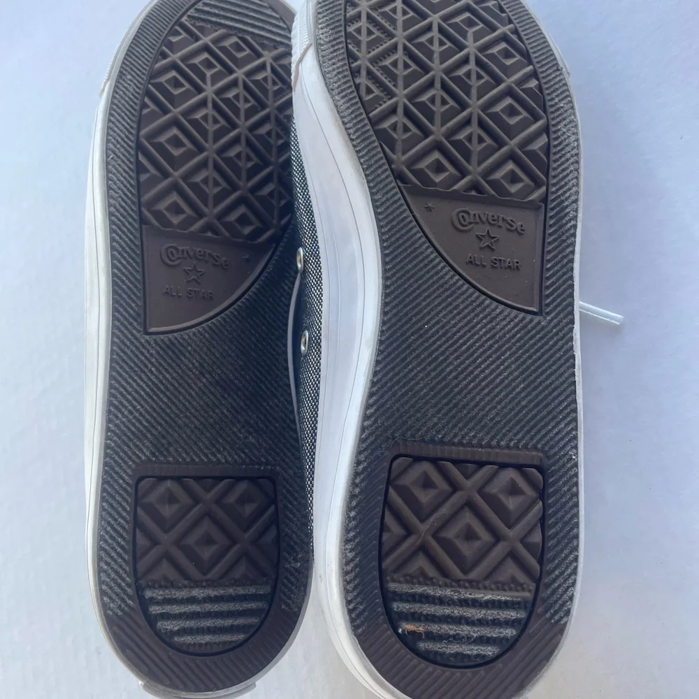Converse shimmery Black Canvas Mule Slip Sneakers with White Laces - Picture 8 of 8